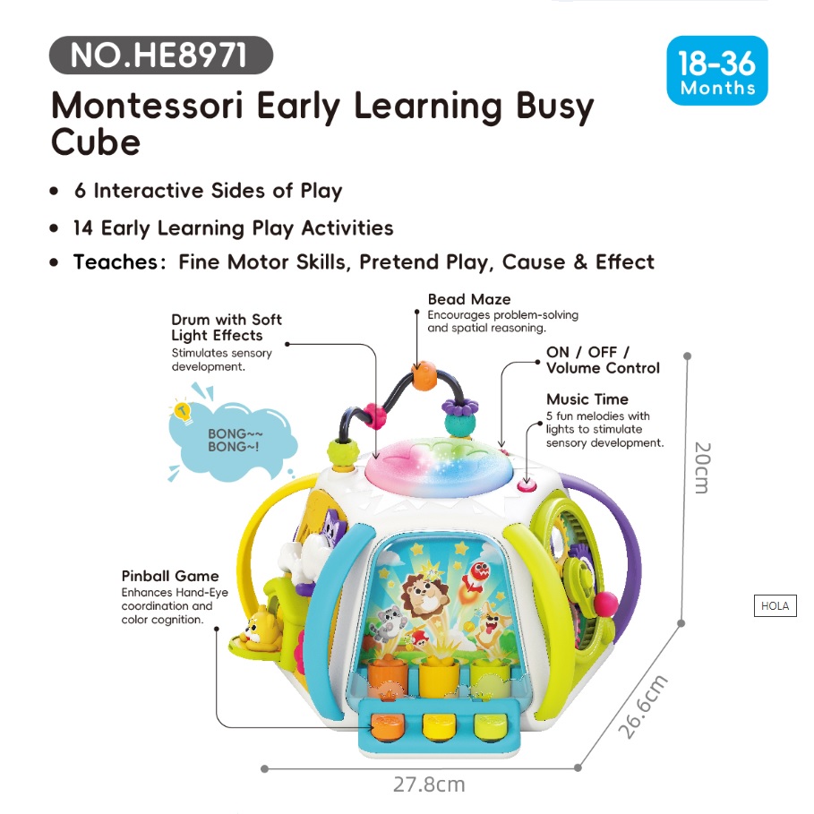 اسباب بازی آموزشی کلبه مکعب هوش موزیکال هولا تویز (هولی تویز) Hola 8971