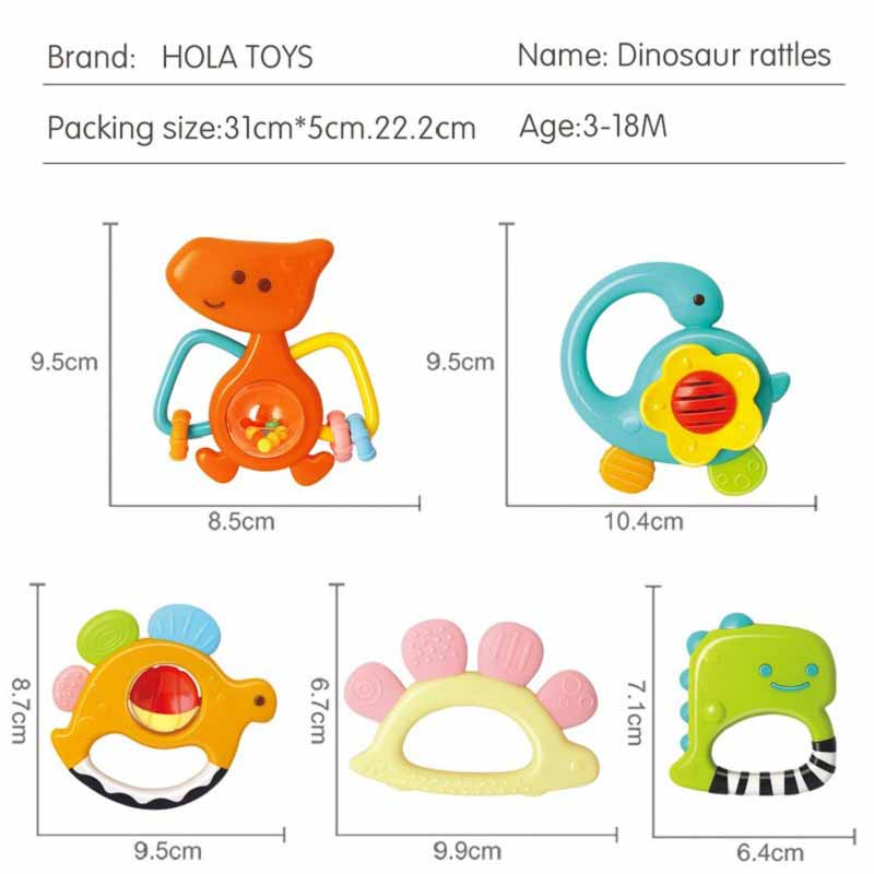 اسباب بازی ست جغجغه و دندانگیر دایناسور هولا تویز ( هولی تویز ) Hola 1109