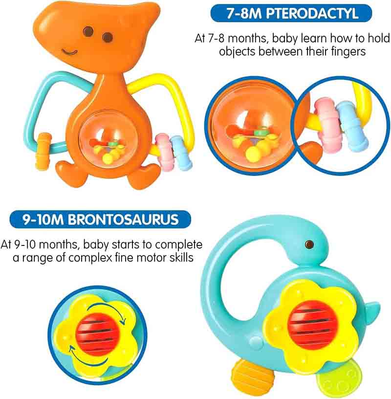 اسباب بازی ست جغجغه و دندانگیر دایناسور هولا تویز ( هولی تویز ) Hola 1109