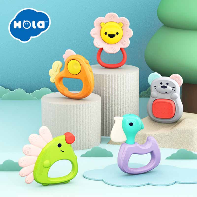 اسباب بازی ست جغجغه و دندانگیر 5 عددی حیوانات هولا تویز ( هولی تویز ) Hola 318A
