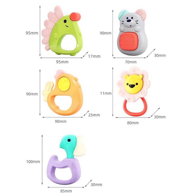 اسباب بازی ست جغجغه و دندانگیر 5 عددی حیوانات هولا تویز ( هولی تویز ) Hola 318A