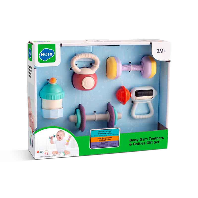 اسباب بازی ست جغجغه و دندانگیر 5 عددی هولا تویز (هولی تویز) مدل Hola HE7900