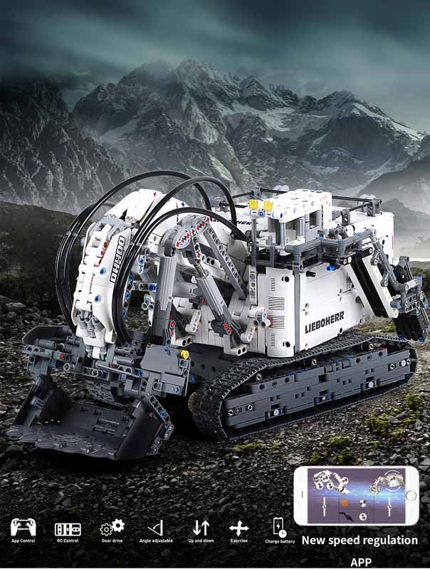 لگو ساختنی بیل مکانیکی معدن کنترلی Terex RH400 برند مولد کینگ مدل Mouldking 13130