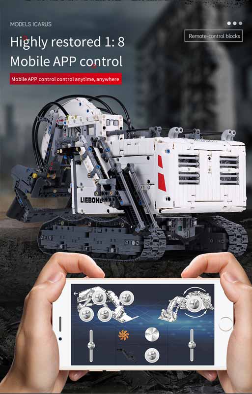 لگو ساختنی بیل مکانیکی معدن کنترلی Terex RH400 برند مولد کینگ مدل Mouldking 13130