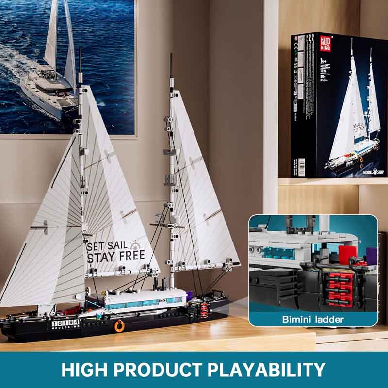 لگو ساختنی قایق تفریحی مدرن بادبان دار مولدکینگ Mould king 10194