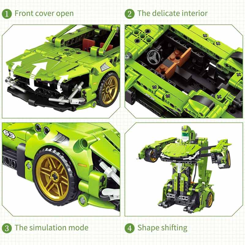 لگو ساختنی ماشین لامبورگینی عقب کش تبدیل شونده به ربات مدل Engine-Morph FC 9114