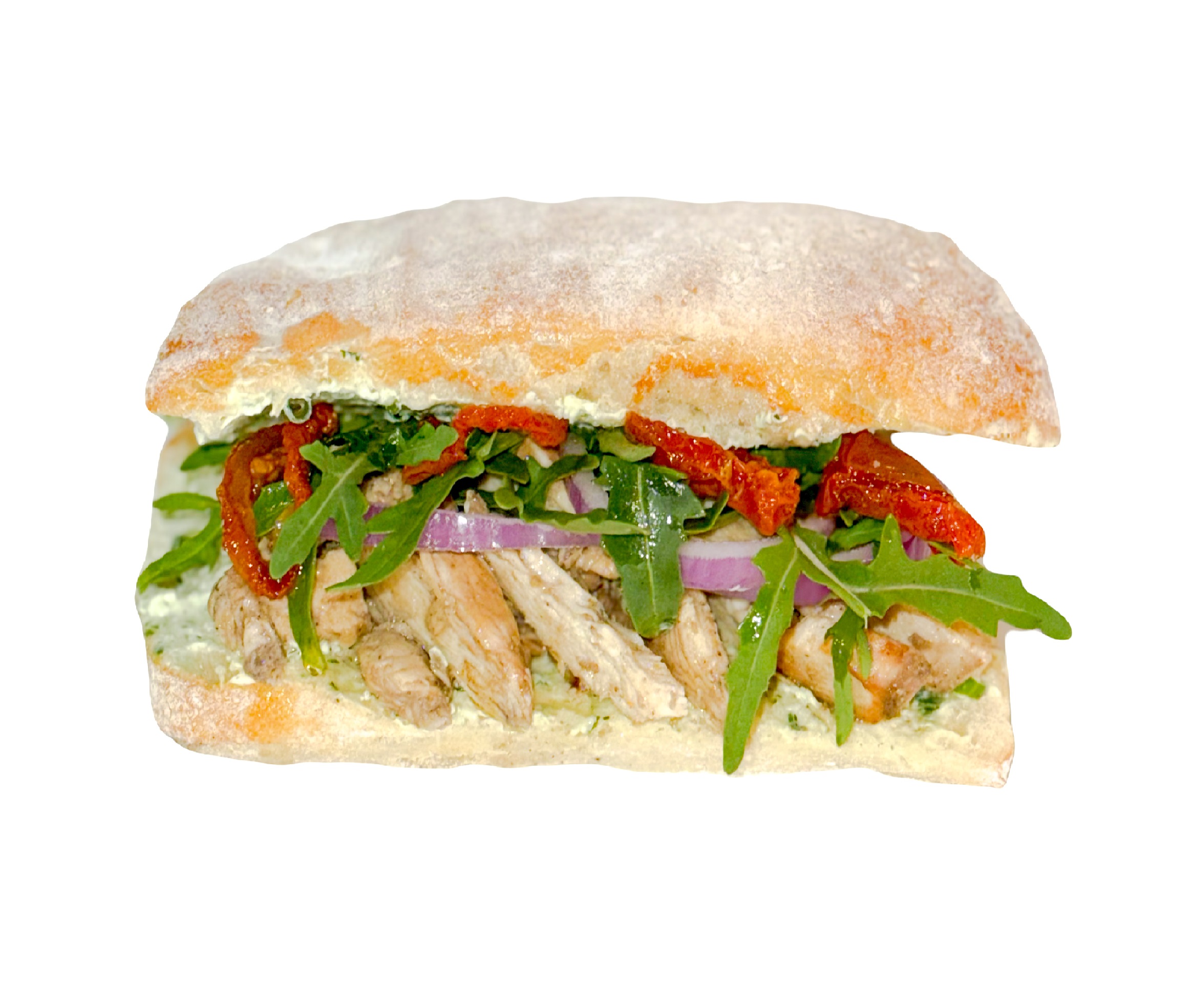 چاپاتا مرغ و پیازچه